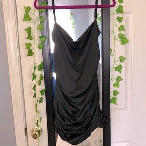 Black sleeveless square neck dress